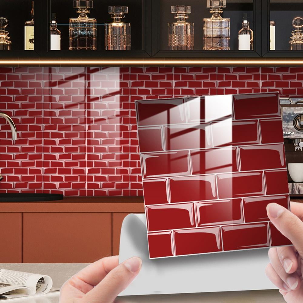 Bullpiano 10Sheet AntiMold Peel and Stick Wall Tile, Premium Stick On Kitchen Backsplash Tiles