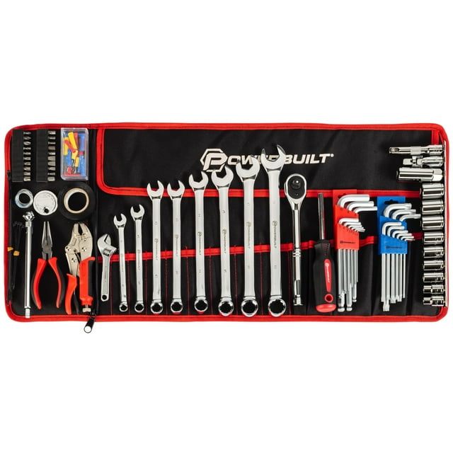 Kit de herramientas para motocicletas Powerbuilt, 100 piezas, con bolsa enrollable