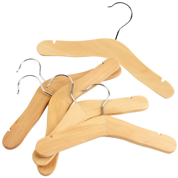 GAXIRE 5Pcs Kids Wooden Hangers Khaki 9.4X5.7in Toddler Clothing Rack