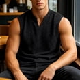 thumbnail image 5 of IhhxPro Men's V-Neck Sleeveless Tank Top Summer Casual Tee Textured Muscle Shirt Lightweight Breathable Athletic Gym Workout Beach Layering Loose Fit M-3XL, 5 of 9