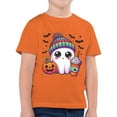 thumbnail image 4 of HCNTES Toddler Halloween Shirt Baby Boy Girls Ghost Pumpkin Tshirts Kids Fall Spooky Season Short Sleeve Tee Tops(10-11 Years,O190-Orange), 4 of 5