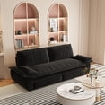 thumbnail image 3 of Timbernest Pull Out Sofa Bed, 3 in 1 Convertible Sleeper Sofa, 73.2" Queen Size Velvet Couch Bed with 2 Pillows, Black, 3 of 11