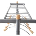 thumbnail image 3 of Garment Racks Two-Sided, 2-Shelf Coat Rack, 6 Hanger/6 Hook, 44.8w x 21.67d x 70.8h, Silver Steel/Wood, 3 of 6