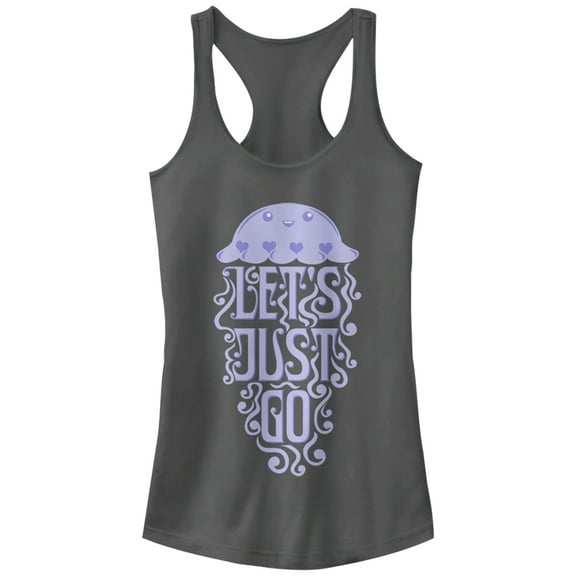 Junior's Lost Gods Let's Just Go Jellyfish Racerback Tank Top Charcoal 2X Large