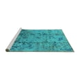 thumbnail image 2 of Ahgly Company Machine Washable Indoor Rectangle Oriental Turquoise Blue Industrial Area Rugs, 6' x 9', 2 of 4