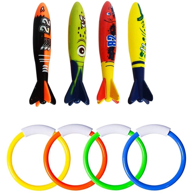 Juego de juguetes para piscina de buceo submarino, anillos de buceo, palos, natación