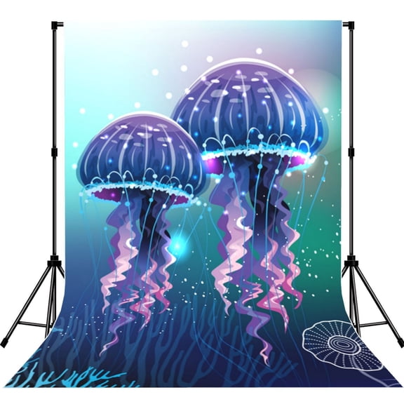 Magic Neon Light Jellyfish Photography Backdrop 5x7Ft Background for Photo Studio Video Recording Birthday Party Wedding Home Decor