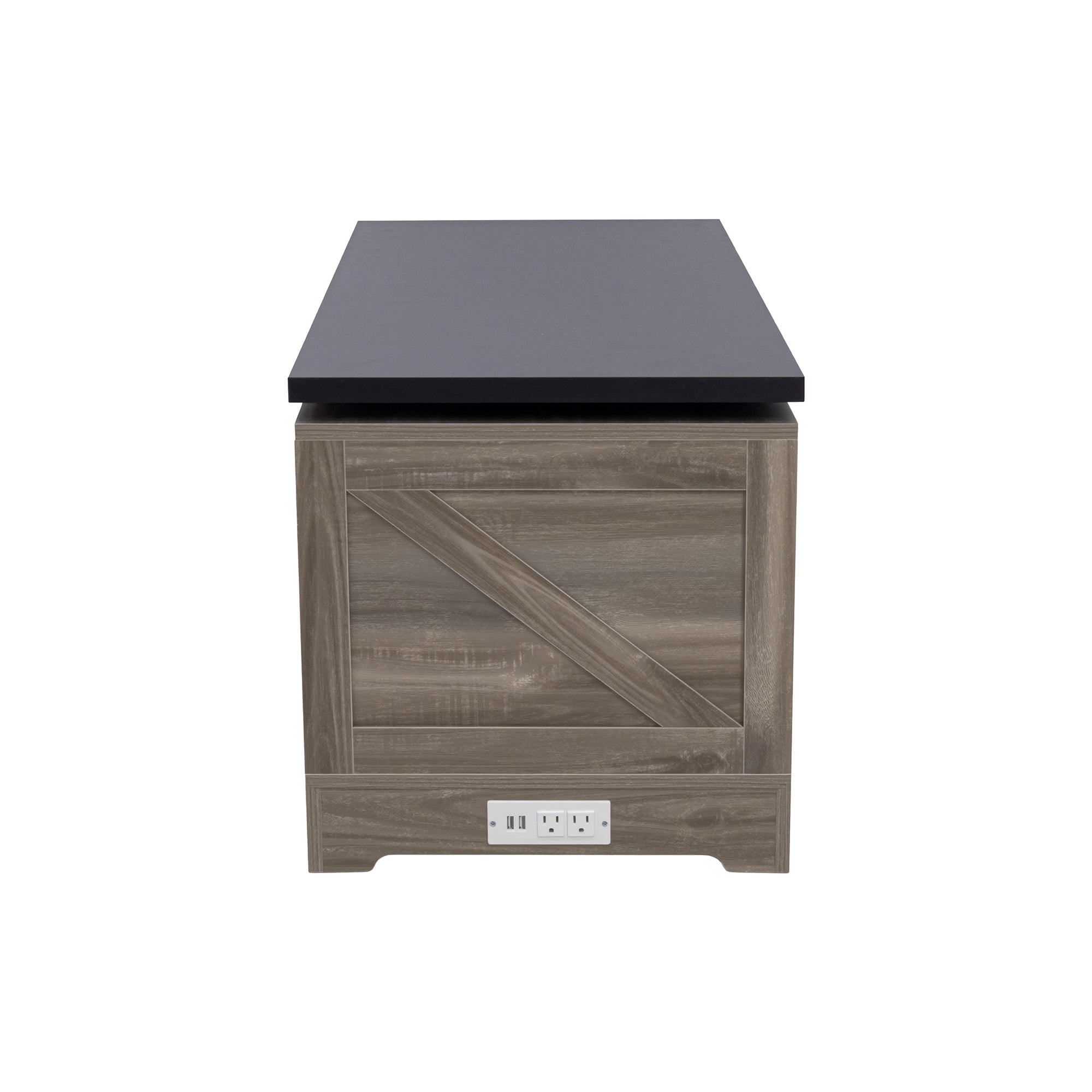 Euroco Farmhouse Lift Top Coffee Table With Barn Doors, Wood Rectangle Center Table With Large Hidden Storage Space And Open Cabinet, For Living Room, Bedroom, Home Office