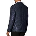 thumbnail image 3 of INSPIRE CHIC Sequin Blazer for Men's Peak Lapel Color Block Shiny Sparkly Sports Coat S Navy Blue, 3 of 5
