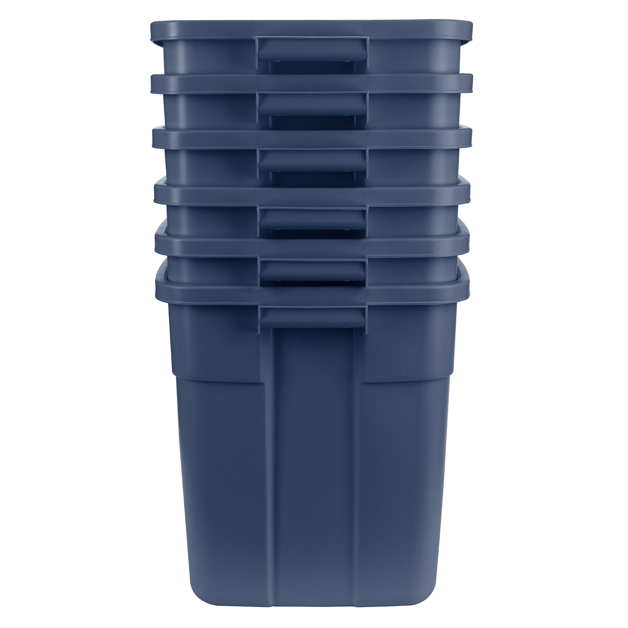 Rubbermaid Roughneck RMRT500000 Jumbo Storage Box, Polyethylene, Blue, 42.7  in L, 21.4 in W, 18 in H 50 Gal, Blue (Pack of 4)