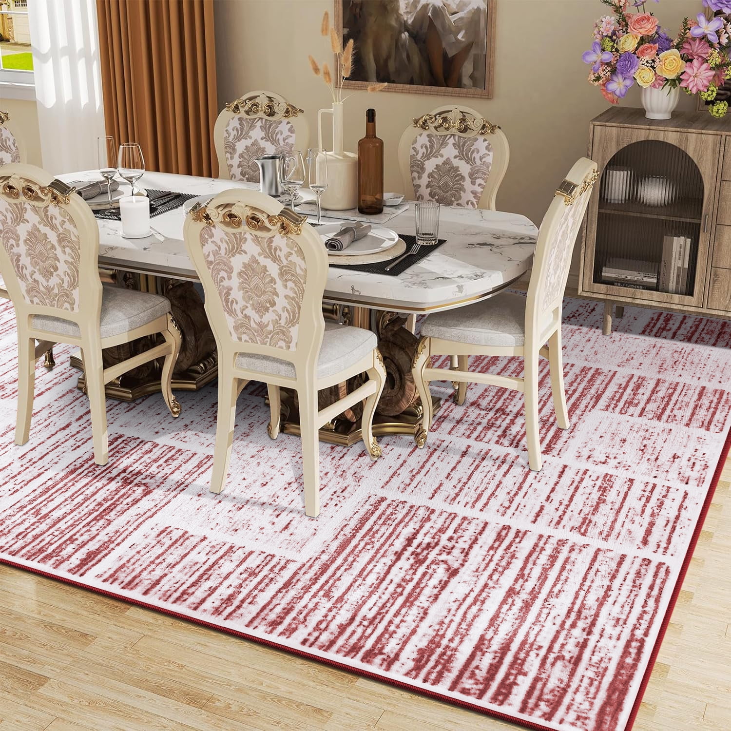 Lochas Soft Area Rug Fluffy Modern Flannel Rugs Floor Mat Carpet for Living Room Bedroom Home Decor,6'x9',Red
