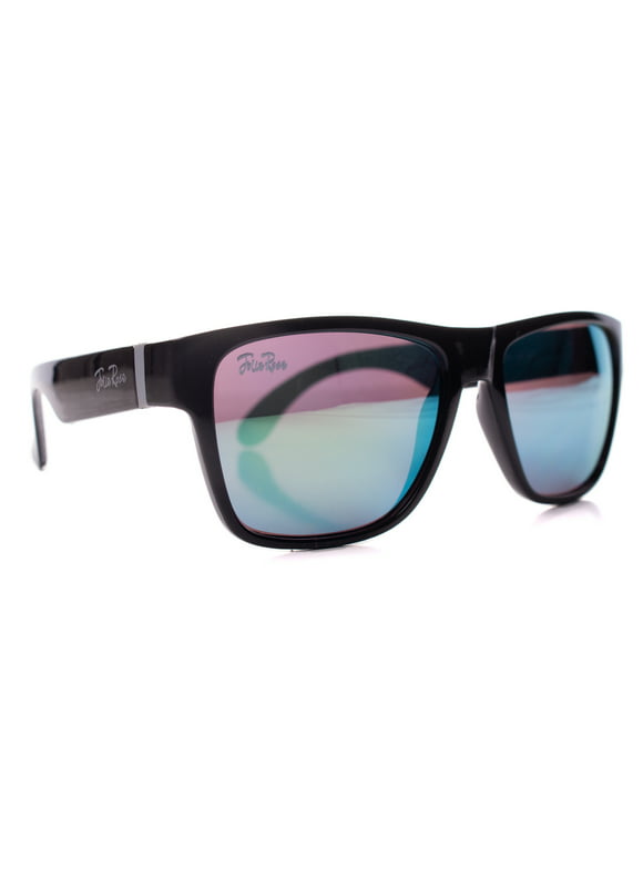 Wayfair Gradient Sunglasses, Black Grey Rectangle Frame, Green Blue Lens, OS