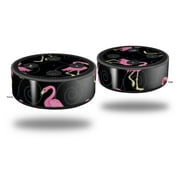 Skin Wrap Decal Set 2 Pack for Amazon Echo Dot 2 - Flamingos on Black (2nd Generation ONLY - Echo NOT INCLUDED)