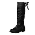 thumbnail image 5 of Pandaie Women's Knee High Boots Wide Calf Platform Slouchy Tall Long Boot Round Toe Fall Winter Flat Riding Walking Shoes Black 6.5, 5 of 6