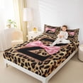 thumbnail image 3 of Erosebridal Cheetah Animal Print Queen Sheet Sets For Girls,Black Letter Z Personalized Gifts Kids Bed Set 4 Pieces, 3 of 6