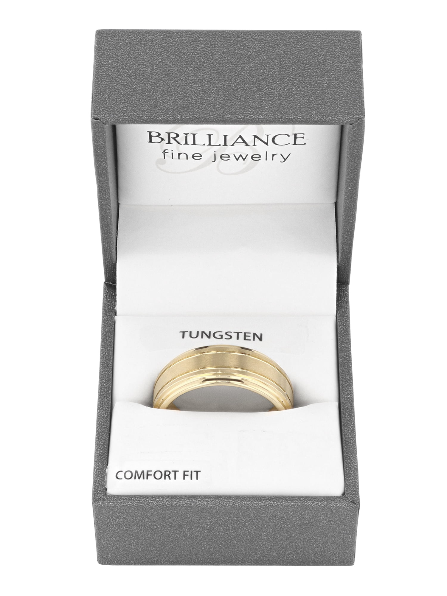 Men's Gold-Tone Tungsten Grooved Step Edge 9MM Wedding Band by Brilliance Fine Jewelry - Men's Ring