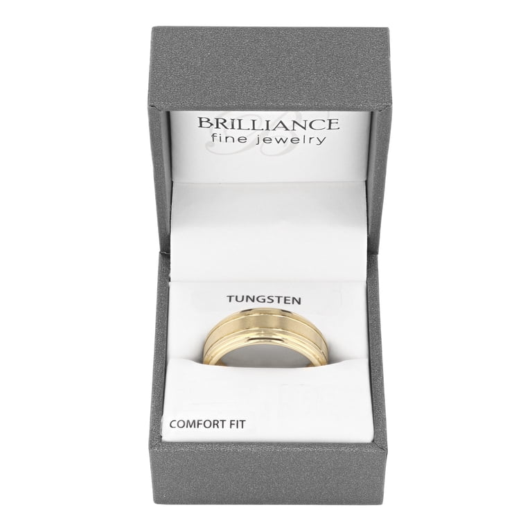 Brilliance Fine Jewelry Men's Yellow Tungsten Grooved Wedding Band photo 5
