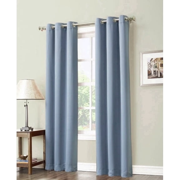Gorgeous Home Linen Slate Blue 2-Piece Outdoor Thermal Blackout Grommet Patio Curtain Panels Set, Two (2) Panels 37" x 84" Each (K68)