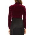 thumbnail image 3 of DARING DIVA Women's Velvet Open Front Cropped Bolero Cardigan M Burgundy, 3 of 6