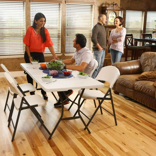 Lifetime Lightweight Indoor Outdoor Plastic Folding Chairs, White, 4