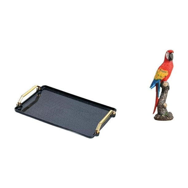 Bandeja para servir,Bandeja para servir con asas para guardar cosméticos,Figura de loro,Estatua de loro Escultura animal Figura de loro,Estatua de jardín coleccionable de adorno de escritorio