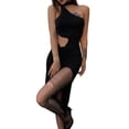 thumbnail image 2 of VISgogo Vestido sin mangas de verano para mujer Color sólido Recorte Paquete de cintura alta Vestido irregular de cadera para mujer VISgogo  moda, 2 of 9