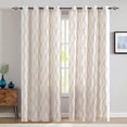thumbnail image 2 of JINCHAN Linen Embroidered Curtains for Living Room Green Geometric Pattern on Flax Window Drapes 2 Panels for Bedroom Grommet Blue on Beige W50 x L84, 2 of 7