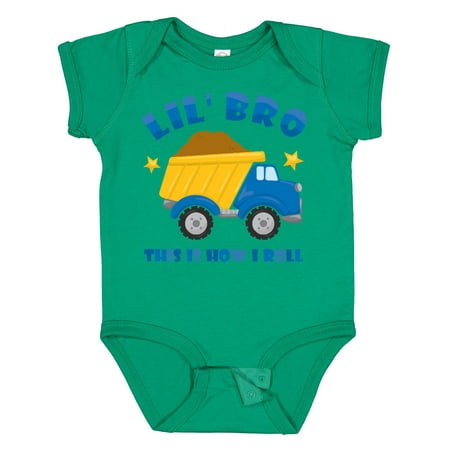 

Inktastic Dump Truck Little Bro Gift Baby Boy Bodysuit