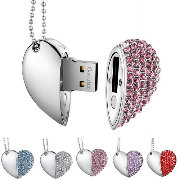 USB Flash Drive, Premium Waterproof USB 2.0 Flash Drive, Diamond Heart 16GB High Speed Data Storage USB Flash Drive