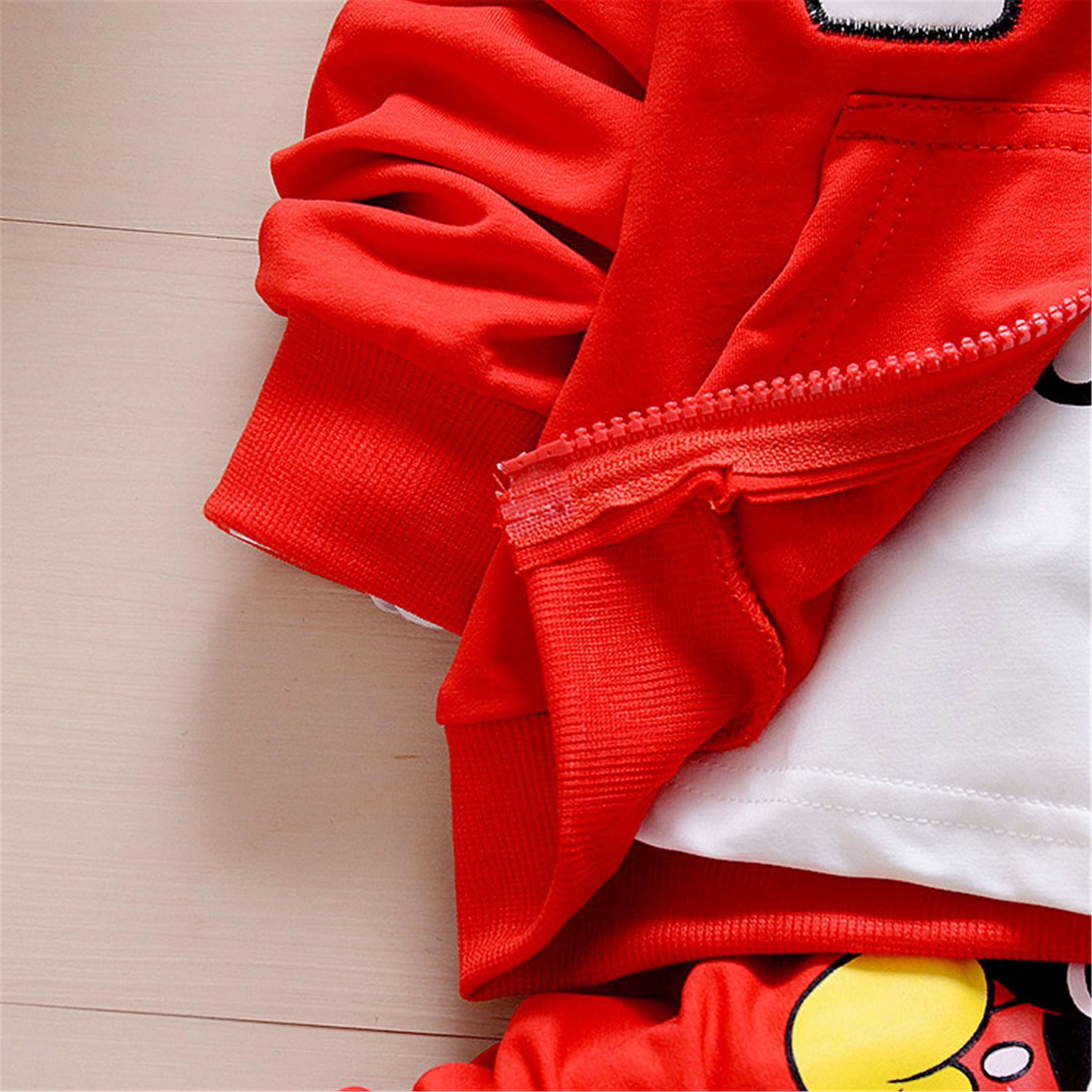 3 PCS Kids Girls Boys Clothing Sets Mickey Hooded Coat+T-Shirt+Pants Baby Cotton Tracksuits
