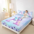 thumbnail image 4 of Homewish Aesthetic Letter A Queen Sheet Sets for Kids, Blue Kawaii Butterfly Flat Sheet, Fairy Tale Princess Style Queen Fitted Sheet, Breathable Home Decor, 4pcs, 4 of 7