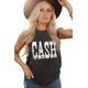 thumbnail image 3 of ABPHQTO Camiseta sin mangas gris con cuello redondo y estampado de letras CASH para mujer, 3 of 5