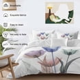 thumbnail image 3 of Simple Floral Bedding Duvet Cover Set Queen Size 4 Pieces Blue Green Purple Flower Leaves Pattern Bedding Set with Zipper Closure, 1 Comforter Cover 90x92 Inches 1 Flat Sheet & 2 Pillow Cases, 3 of 7