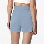 cocolona Womens Summer High Waist Hip Lift Shorts Workout Running Yoga Shorts Casual Solid Color Beach Shorts with Pockets