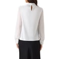 thumbnail image 3 of BLUSA DE SATÉN PARA MUJERES DE OFICINA INSPIRE CHIC CON ESCOTE EN FORMA DE LLAVE Y MANGAS LARGAS DE CHIFFON TAMAÑO M BLANCA, 3 of 6