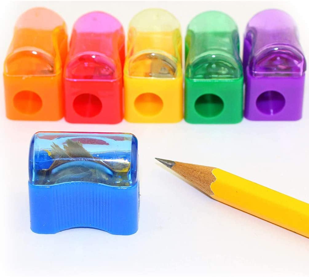 Bulk Pencil Sharpener for Kids, with Removable Neon Colored Lids