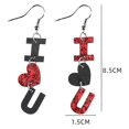 thumbnail image 2 of Pendientes Yashi con letras de lentejuelas de cuero artificial para mujer, 2 of 5