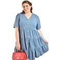 thumbnail image 4 of Vestido de mezclilla con botones Roman Fashion /Tallas Extras, 3831 (Mezclilla medio) azul 36, 4 of 5