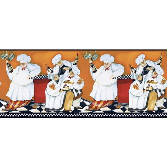 York Wallcoverings BG1680BD Chef's A-Cookin' Wallpaper Border, Rust