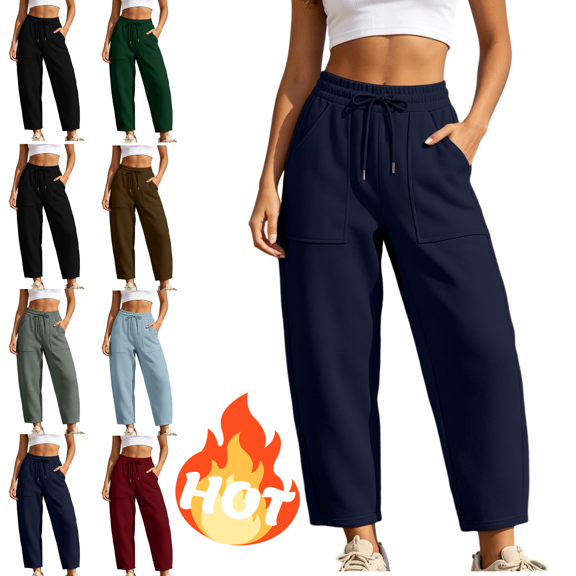 LUGOGNE Capri Sweatpants for Women High Waisted Drawstring Cropped Sweatpants with Pockets Baggy Relaxed Fit Comfy Lounge Capris for Workout Gym Casual Daily Dark Gray,L