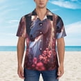 thumbnail image 2 of Balery Flower White Horse Camisas hawaianas de manga corta para hombre, camisas playeras de corte holgado, camisas de vacaciones con botones,X-Large, 2 of 7
