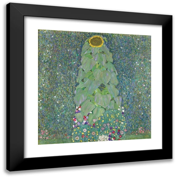 Gustav Klimt 12x12 Black Modern Framed Museum Art Print Titled - Sunflowers (1883)