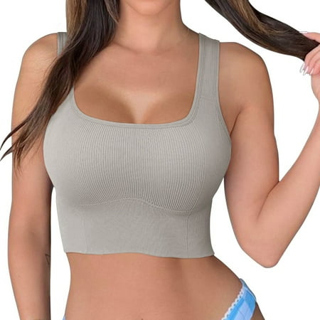 

SEARCHI Womens Sports Bras Square Neck Without Steel Ring Bra Shapewear Wrap Sexy Yoga Crop Top Girls Yoga Bralette Stretchable Sports Vest Gym Workout Running Fitness
