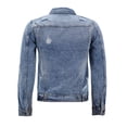 thumbnail image 2 of Red Label Men’s Premium Casual Faded Denim Jean Button Up Cotton Slim Fit Jacket (Medium Blue Distressed, L), 2 of 3