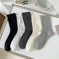 thumbnail image 5 of 5 Pairs Womens Cotton Knit Socks Warm Winter Socks for Girl Soft Ribbed Knit Crew Socks, 5 of 13