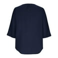 thumbnail image 5 of Exrradully Fashion Women's Summer Round-Neck Solid 3/4 Sleeve Casual Top Blouse Cotton T-shirt, 5 of 7