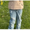 thumbnail image 3 of KIDSCOOL SPACE Girls/Boys Frayed Edge Elastic Band Inside Washed Ripped Slim Jeans,Blue,10-11 Years, 3 of 7