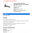 thumbnail image 2 of Front Left Outer Tie Rod End - Compatible with 2004 - 2013 Mazda 3 2005 2006 2007 2008 2009 2010 2011 2012, 2 of 2