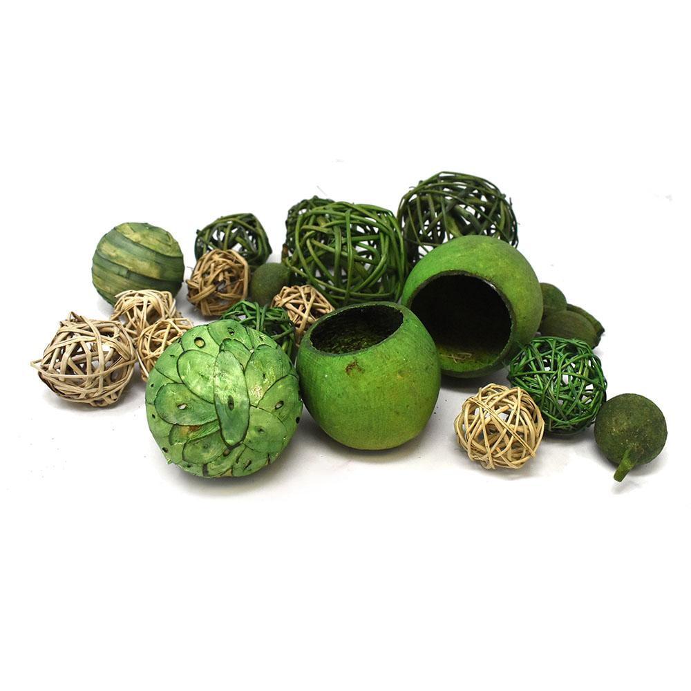 Decorative Wicker Balls Bowl Filler, Assorted Green, 16Piece Walmart