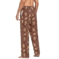 thumbnail image 6 of Men's Lightweight Pajama Bottoms Gingerbread Man Repeat Pattern Stretch Elastic Waist Side Pockets Spring Fall, 6 of 7